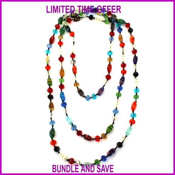 60 Inch Waterproof Metal Bead Statement Necklace with Lobster Clasp